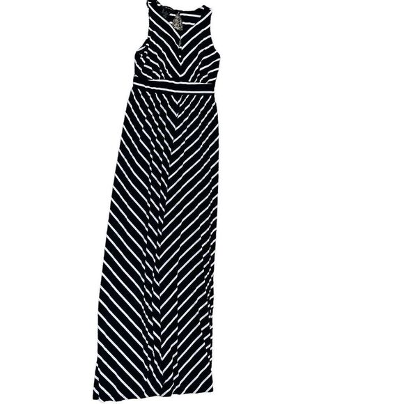INC INTERNATIONAL CONCEPTS Black Striped Sleeveless Maxi Dress Sz S - Picture 1 of 8